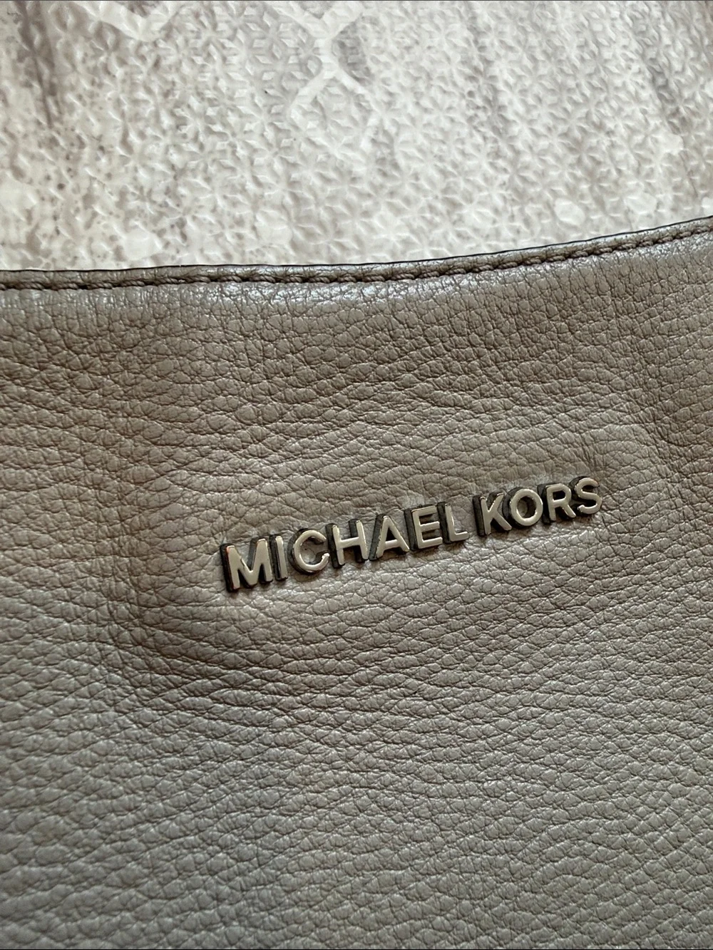 Michael Kors Grey Leather Shoulder Hobo Bag